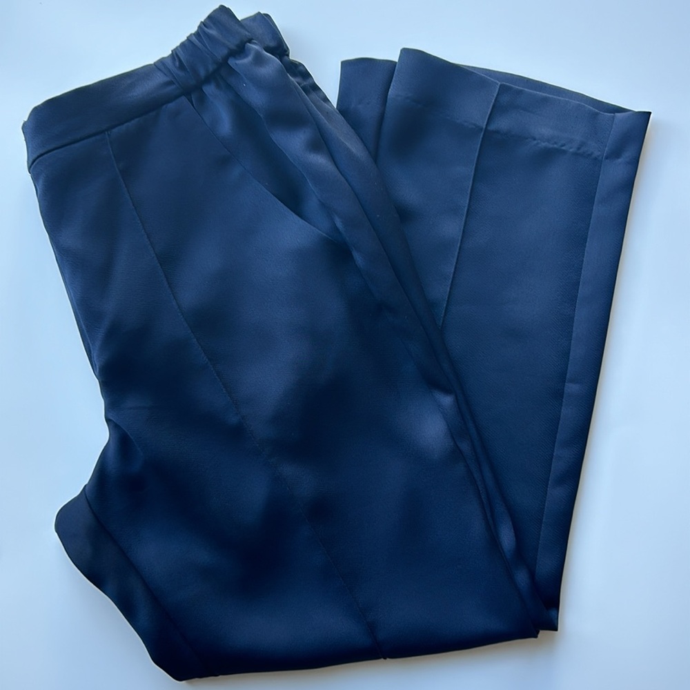 Banana Republic Navy Blue Satin Ankle Pants
